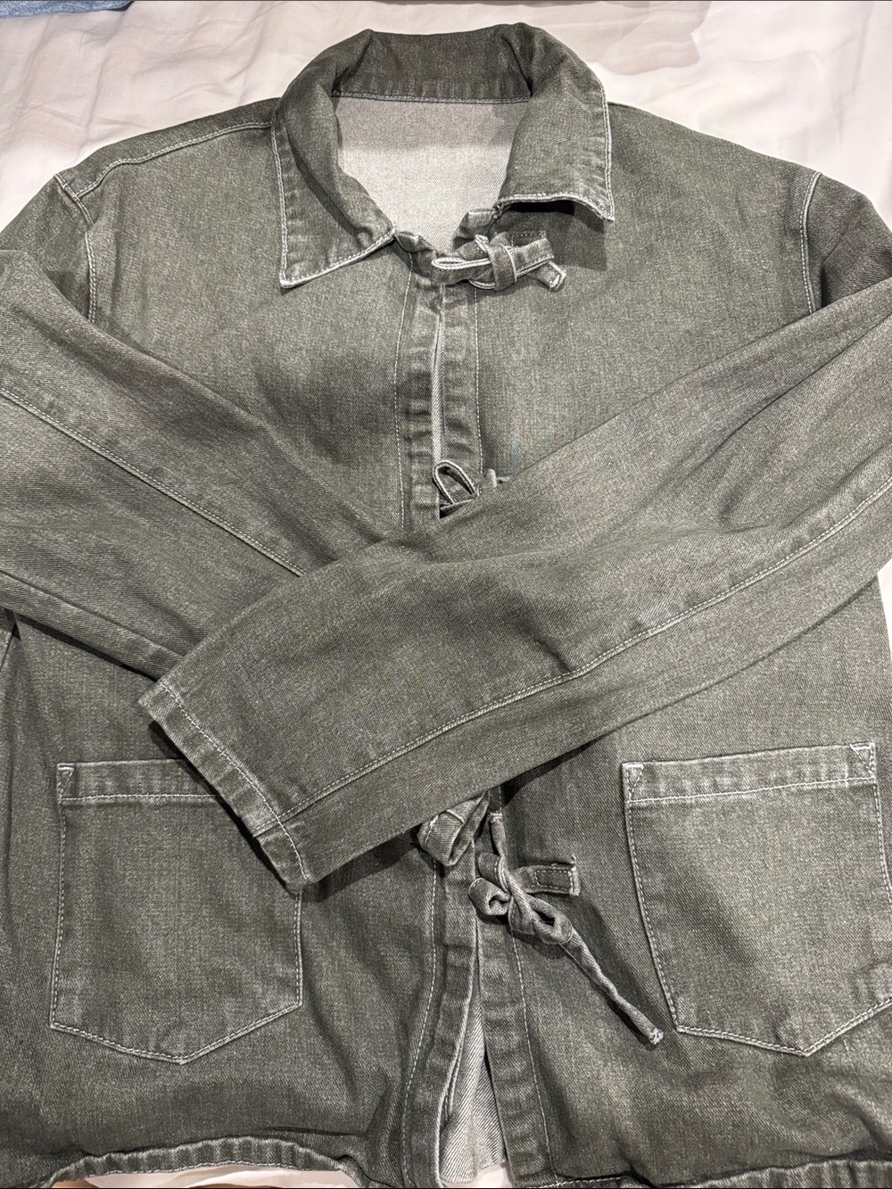 Amazon Women's Olive Green Denim-Style Jacket